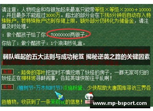 弱队崛起的五大法则与成功秘笈 揭秘逆袭之路的关键因素 弱队崛起的五大法则与成功秘笈 揭秘逆袭之路的关键因素