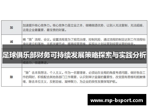 足球俱乐部财务可持续发展策略探索与实践分析 足球俱乐部财务可持续发展策略探索与实践分析